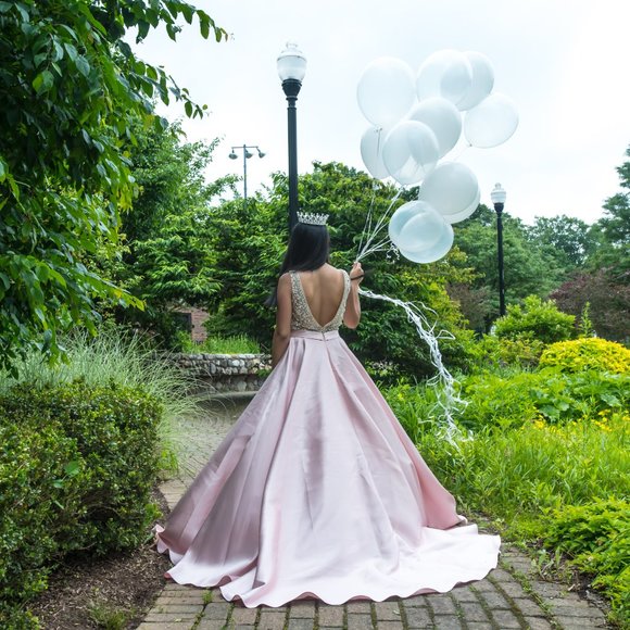 JOVANI  Blush Embellished Bodice A-Line Prom Gown - Picture 5 of 11